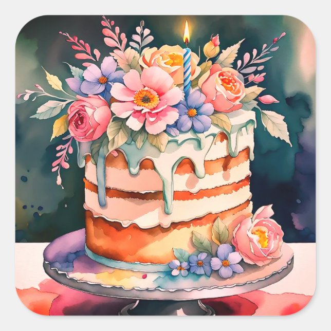 Kaklappar av bröllop fyrkantigt klistermärke (Framsida)