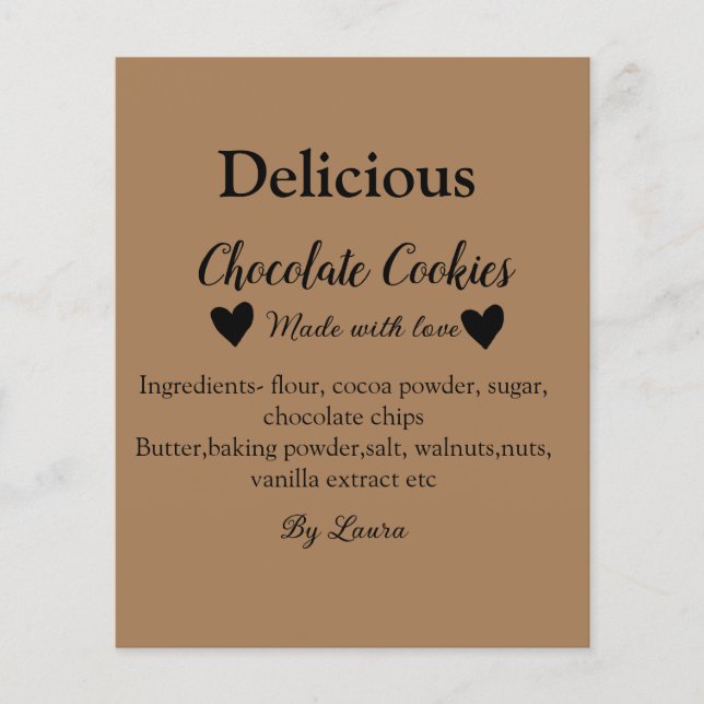 Kakor av Homemade Choklad tillverkade med kärlek l Flygblad (Framsidan)