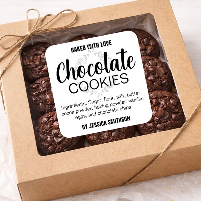 Kakor Din Text etikett CK011sq (Skapare uppladdad)