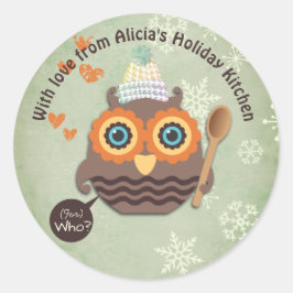 Kakor för bakning av uggla, hemgjorda smycken runt klistermärke