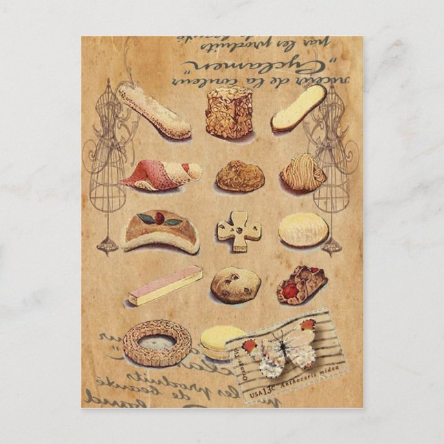 Kakor för bakverk av fransk bakverk vykort (Framsida)