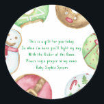 Kakor från julklapp. Etikett för Prayer-ljus<br><div class="desc">Vinterbabyskor. Julkakor med sprinkler,  nötter med sprinkler. Tomten duschar dem.</div>