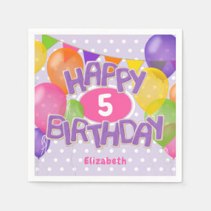 Kakor med ballonger av lila grattis på födelsedage pappersservett