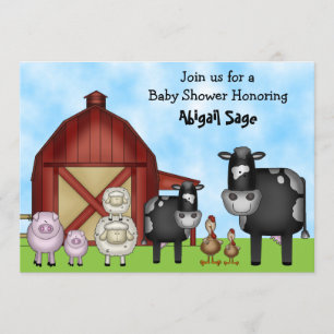 Kakor och Barnyard Boskap Baby Shower Inbjudningar