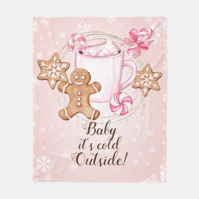 Kakor och Hett Vinterfilt för kakao Fleecefilt (Framsidan)