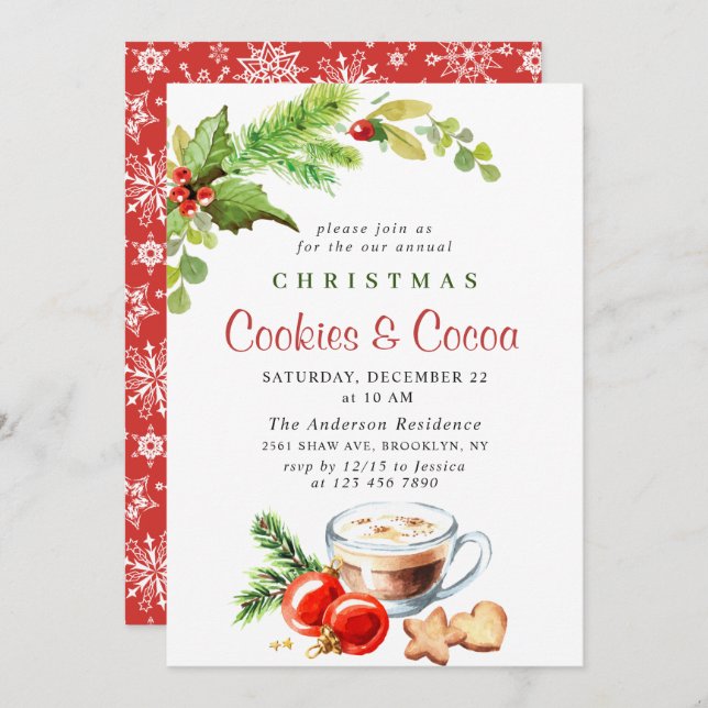 Kakor och kakao Party under jultomten Helgdag Inbjudningar (Fram/baksida)