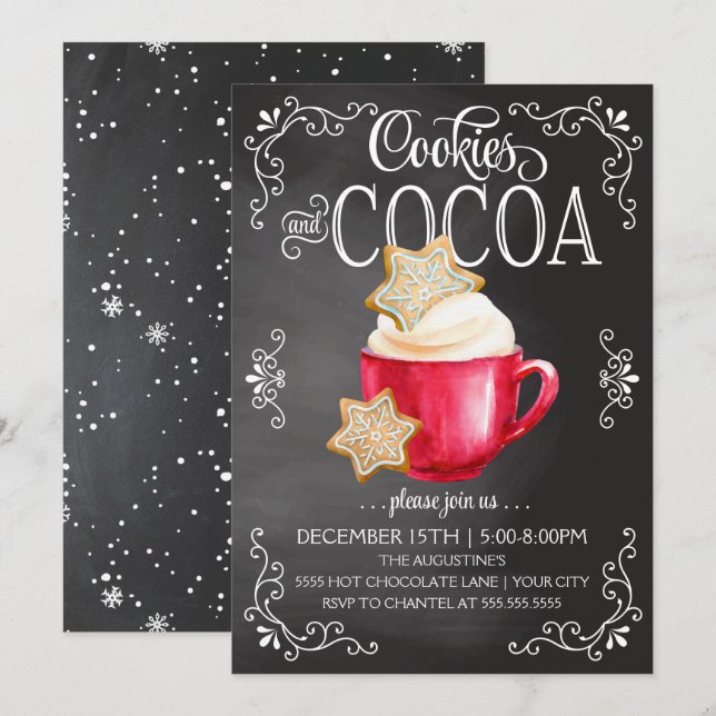 Kakor och Kakao - Varm Choklad Inbjudan (Fram/baksida)