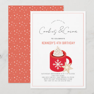 Kakor och kakaoHett Chocolate Red Mugg Birthday Inbjudningar