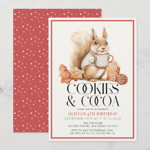 Kakor och kakaoHett Chocolate Squirrel Birthday Inbjudningar