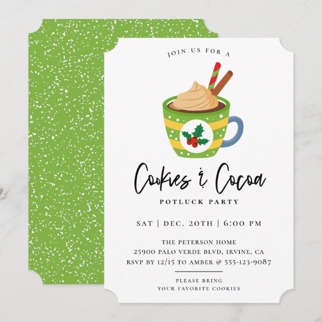 Kakor och kakaojulfest inbjudningar (Fram/baksida)
