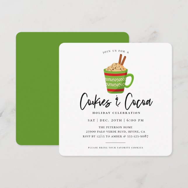 Kakor och kakaojulfest inbjudningar (Fram/baksida)