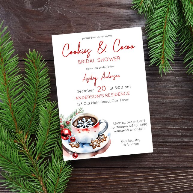 Kakor och kakaomöljets vinterjul - möhippa inbjudningar (Cookies and cocoa winter Christmas bridal shower editable template Invitation digital download)
