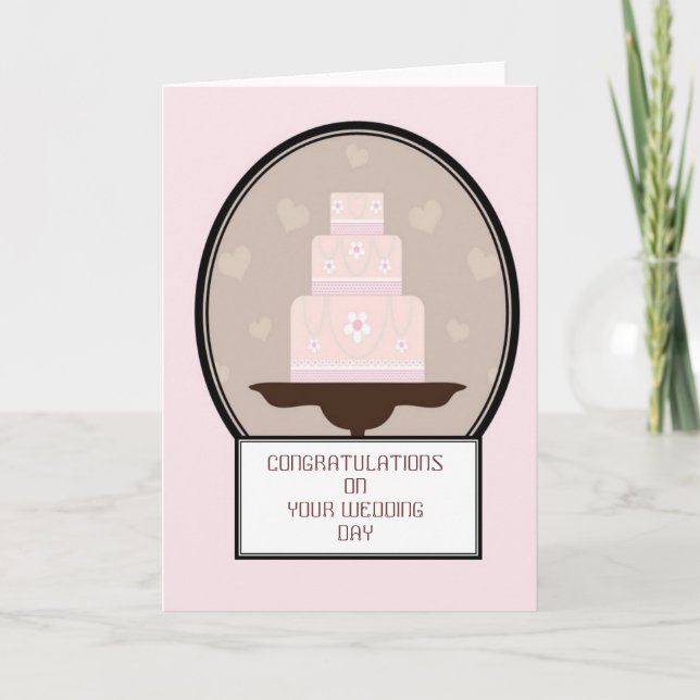 Kakort för Bröllopsdag av rosa Grattis Kort (Framsida)