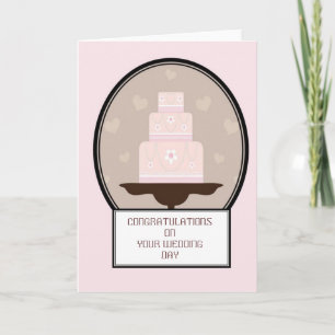 Kakort för Bröllopsdag av rosa Grattis Kort