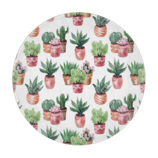 Kaktsamling i krukor, vattenfärg.