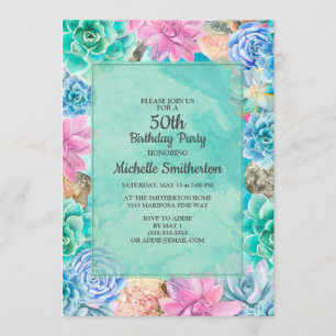 Kaktus 50:e födelsedag för kvinnor inbjudningar