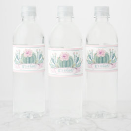 Kaktus Baby Shower Vattenflaskor Etikett