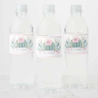 Kaktus Baby Shower Vattenflaskor Etikett