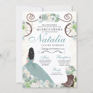 Kaktus Blommig Mintgrön Västerländsk Charra Quince Inbjudningar
