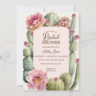 Kaktus blomsterlig fiesta bröllop boho dröm inbjudningar