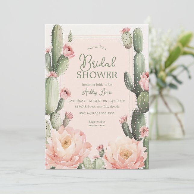Kaktus Bröllopsdusch Boho Kaktus Inbjudningar (Stående Fram)
