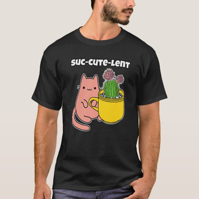 Kaktus Cup Och Söt Katts Teklock T Shirt (Framsida)