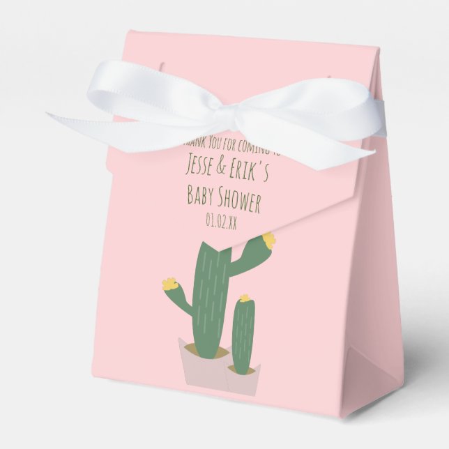 Kaktus Cupcakes  Baby Shower Tack Kort Blå Rosa   Presentaskar (Framsidan Sidan)