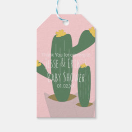 Kaktus Cupcakes  Baby Shower Tacksam  Rosa  Presentetikett