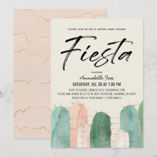 Kaktus Fiesta Rosa Virtuell Bebis Shower Inbjudningar