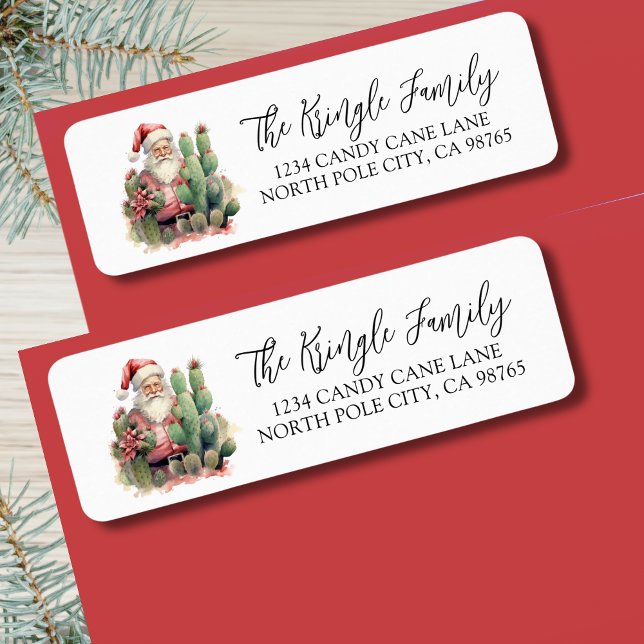 Kaktus God Jul Returadress Etikett (Cactus Merry Christmas Return Address label )