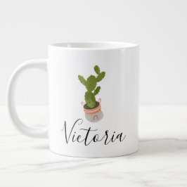 Kaktus Handritad Regnbåge Kruka Namn Jumbo Mugg