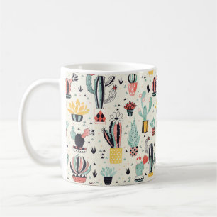 Kaktus i en kruka med suckulent och trianglar kaffemugg