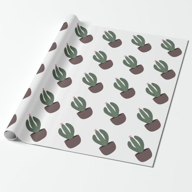 Kaktus i pott presentpapper (Utrullad)