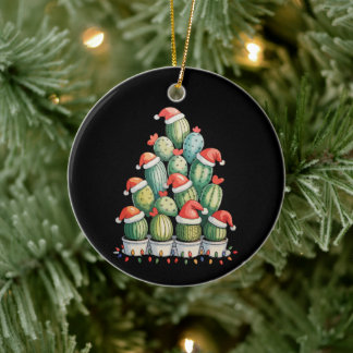 Kaktus julgran Xmas Ljussättning Sukkulent Tomte Julgransprydnad Keramik