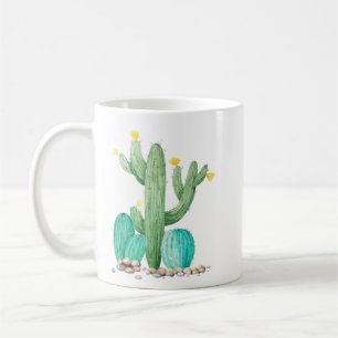 Kaktus Kaktisar Akvarell Sydväst Öken Sukkulent Kaffemugg