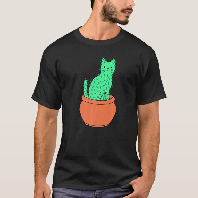 Kaktus  Kaktus Kitty Katt T Shirt (Framsida)