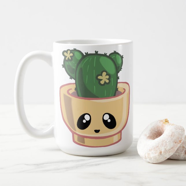 Kaktus Kawai Grön Sukkulent Akvarell Växt Kaffemugg (Med munk)