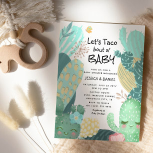 Kaktus 'Låt oss taco prata om en baby' Par Babysho Inbjudningar