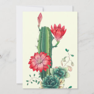 Kaktus Med Blommor Spara Datumet