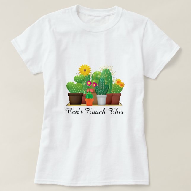 Kaktus med gula blommor / Trädgårdströja T Shirt (Design framsida)