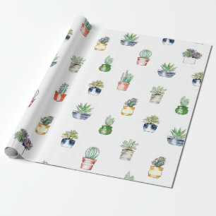Kaktus med planterare mönster presentpapper