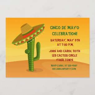 Kaktus med sombreroen, Cinco de Mayo Inbjudningar