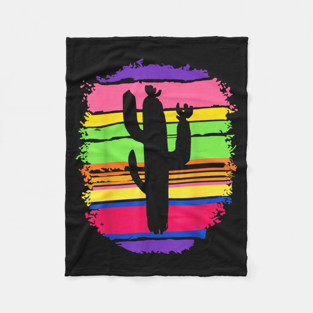 Kaktus Mexikaner Sarape Nopal Cinco De Mayo Hispan Fleecefilt (Framsidan)