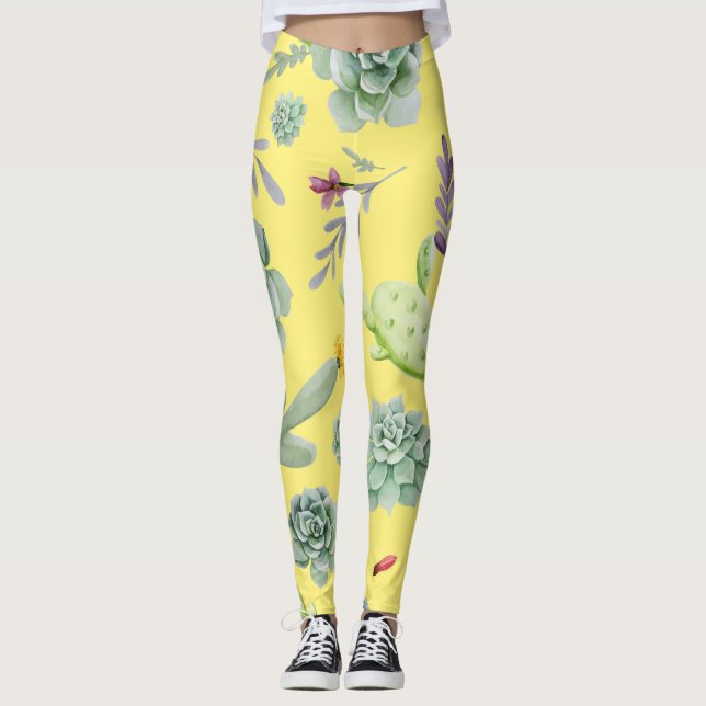 Kaktus Mönster 9 Leggings (Framsida)
