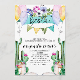 Kaktus och lama baby shower fiesta inbjudan