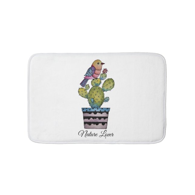 Kaktus och regnbåge i vattenfärg badrumsmatta (Framsidan)