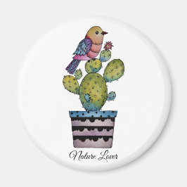 Kaktus och regnbåge i vattenfärg magnet