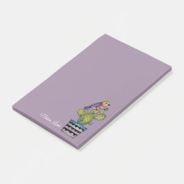 Kaktus och regnbåge i vattenfärg post-it block