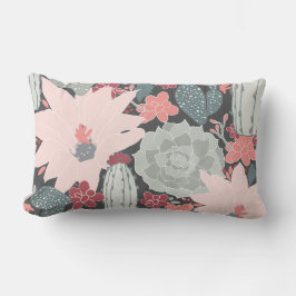 Kaktus- och suckplantor i Pinks Grönt Mönster Lumbarkudde