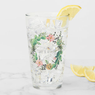 Kaktus och suckulentbröllop glaskopp